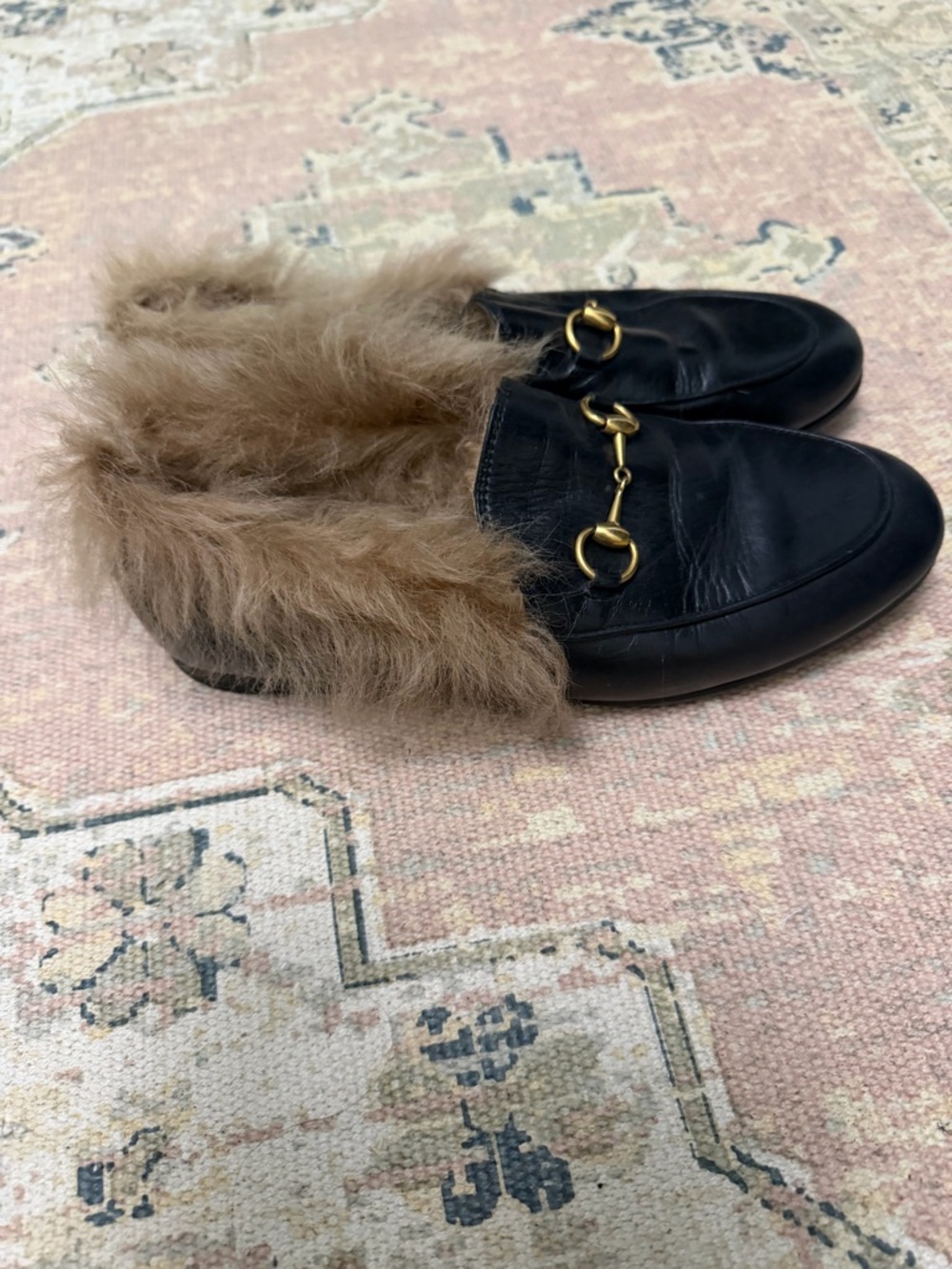Gucci fur loafers
